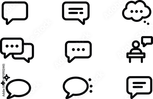 Collection of Diverse Chat Bubble Icons a Communication Metaphor Representing Dialogue Conversation Speech Notification and Online Messaging Symbolic of Connectivity and Discussion