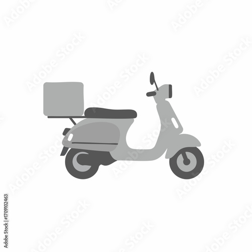 Grey Delivery Scooter with Attached Cargo Box
