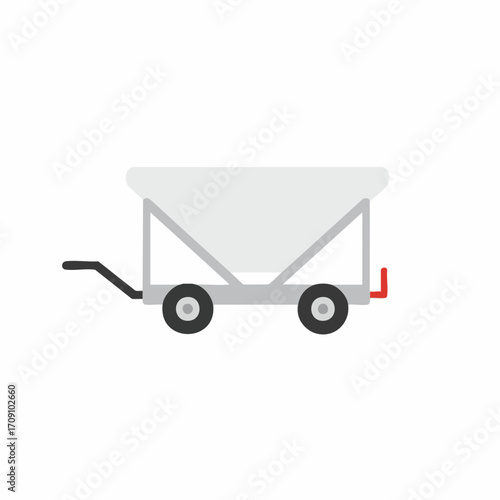 Minimalist Gray Hopper Cart with Black Wheels and Red Handle Detail