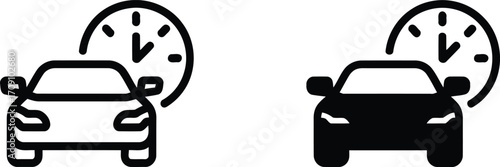 Car Rental Time Limit Icon Set Fast Vehicle Service Symbol Transportation Industry Automotive Dealership Scheduled Vehicle Appointment Efficient Transportation Time Management