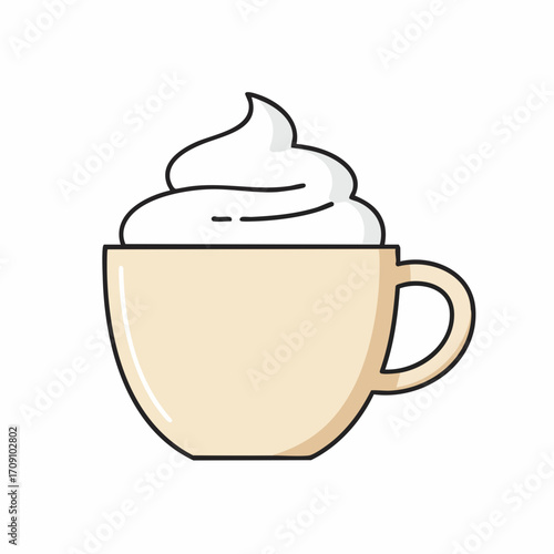 Creamy Whipped Topping on a Beige Coffee Cup