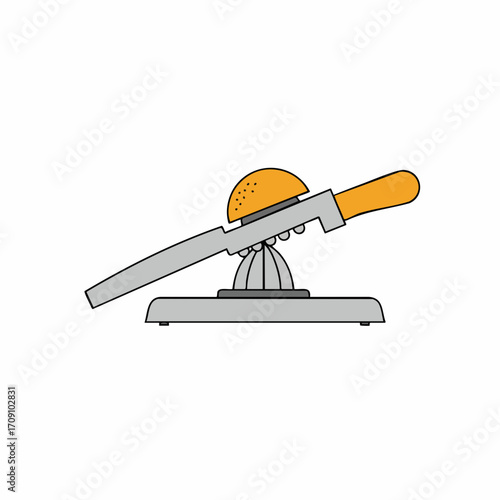 Vector Illustration of a Citrus Juicer with Orange Handle and Dome