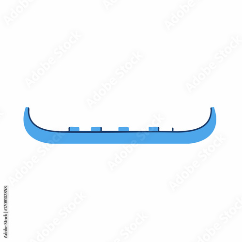 Simple Blue Canoe Illustration with Thwarts