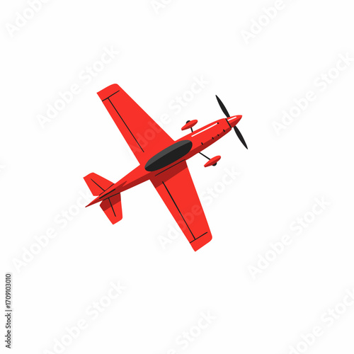 Bright Red Single Engine Airplane with Black Cockpit and Propeller