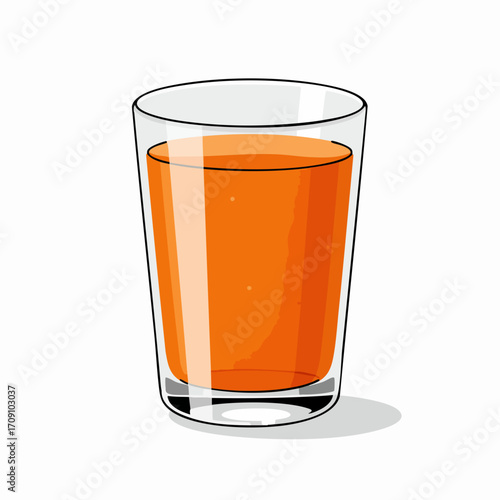 Refreshing orange juice in a clear glass with a subtle shadow