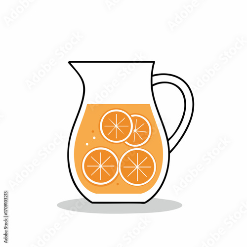 Colorful Orange Juice Pitcher with Slices