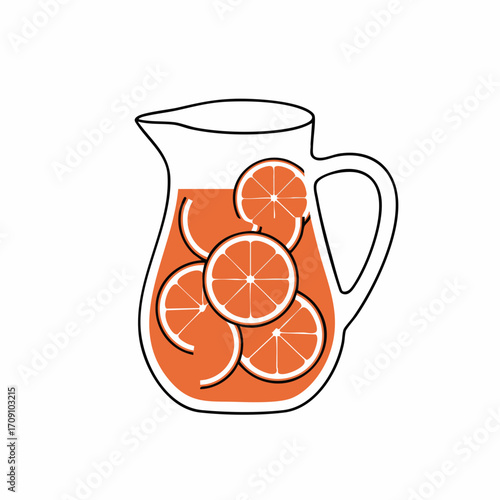 Vibrant Orange Juice Pitcher with Fresh Slices