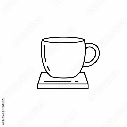 Line Art Illustration of a Mug on a Warming Coaster