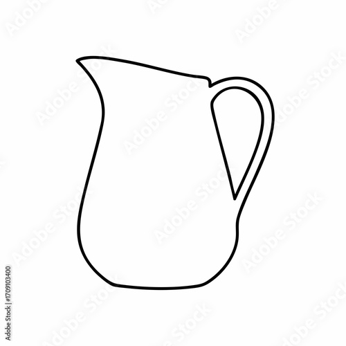 Simple Black Outline Drawing of a Classic Pitcher with Curved Spout