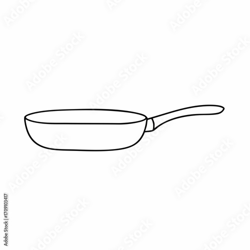 Simple Outline of a Frying Pan with Extended Handle for Cooking.