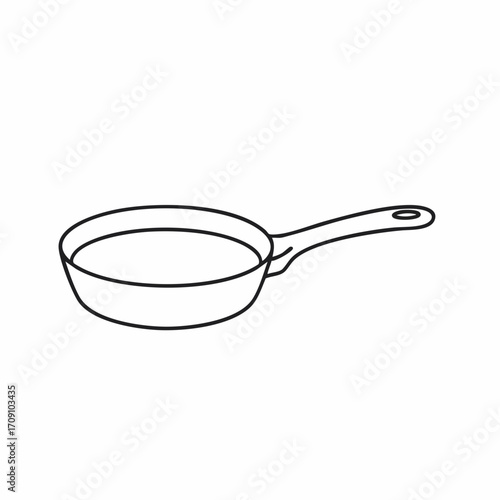 Simple Line Drawing of a Frying Pan with Handle