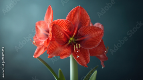 Blooming amaryllis flower with pollen particles in a time-lapse video