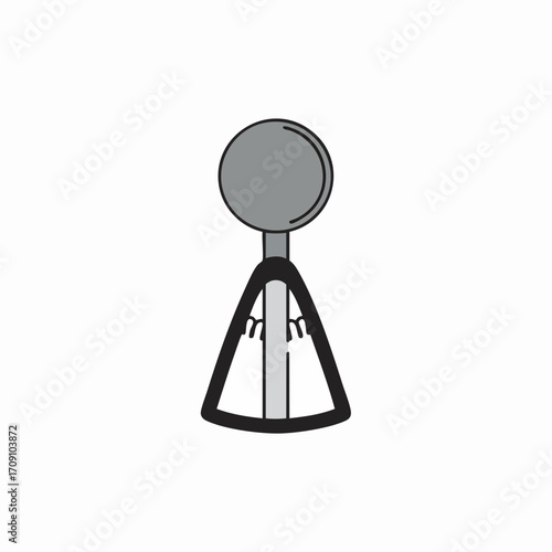 Simple Gray Ice Cream Scoop Icon with Detailed Design