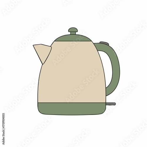 Beige and Green Electric Kettle Illustration