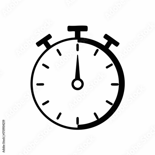 Simple Black Stopwatch Icon Depicting Time Measurement and Precision