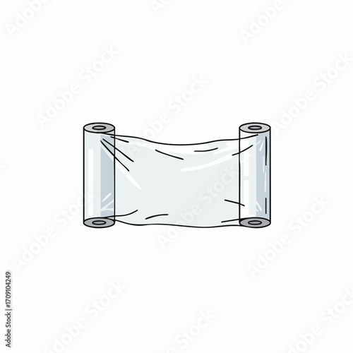 Cartoon Illustration of Plastic Wrap Roll for Food Packaging.