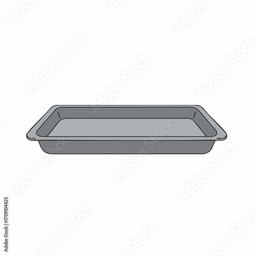 Simple Gray Rectangular Baking Pan Illustration
