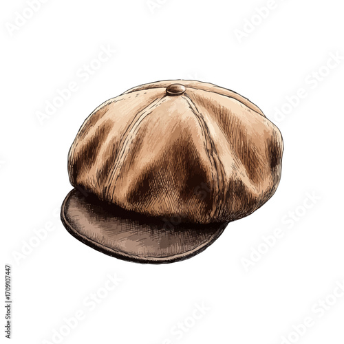 flat cap hand drawn illustration