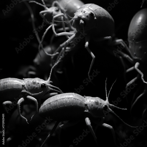 Wallpaper Mural Classic black and white image of invertebrates, high contrast, low-key lighting, eerie atmosphere. Dark tones, unsettling details, deep shadows create a dramatic, timeless, elegant effect Torontodigital.ca
