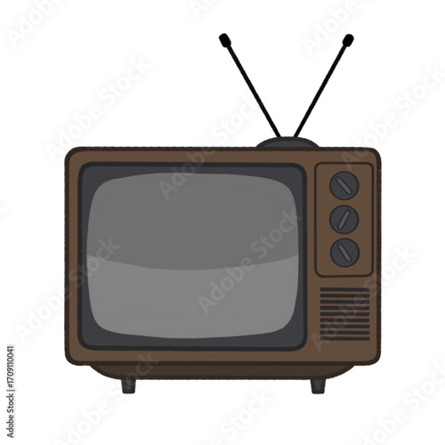 Brown Retro Television with Antenna