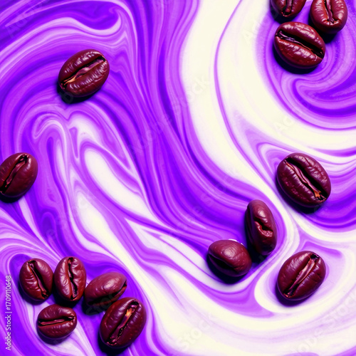 Wallpaper Mural Deep ultraviolet hues create vivid purples and high contrast in swirling patterns of coffee beans and cream Torontodigital.ca