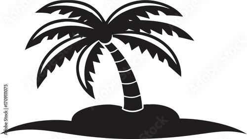 Dreamy tropical island escape with swaying palm tree for vacation bliss and paradise getaways