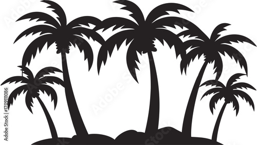 Dreamy palm tree silhouettes evoke tropical paradise vibes, perfect for vacation designs and summer promotions