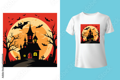 Happy Halloween - Halloween T-Shirt design template. Happy Halloween t-shirt design template easy to print all-purpose for men, women, and children
