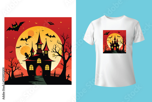 Happy Halloween - Halloween T-Shirt design template. Happy Halloween t-shirt design template easy to print all-purpose for men, women, and children