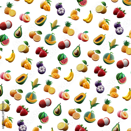 3d fruit pattern - seamless fruits