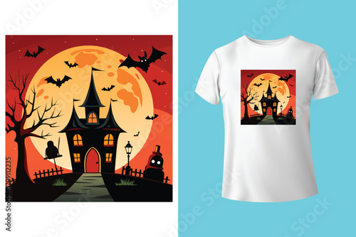 Happy Halloween - Halloween T-Shirt design template. Happy Halloween t-shirt design template easy to print all-purpose for men, women, and children