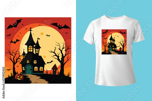 Happy Halloween - Halloween T-Shirt design template. Happy Halloween t-shirt design template easy to print all-purpose for men, women, and children