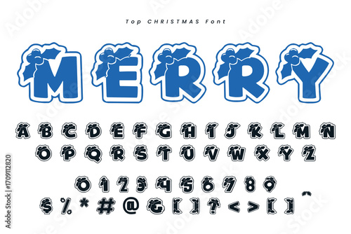 Christmas gingerbread font x mas typeface alphabet set and Santa hat