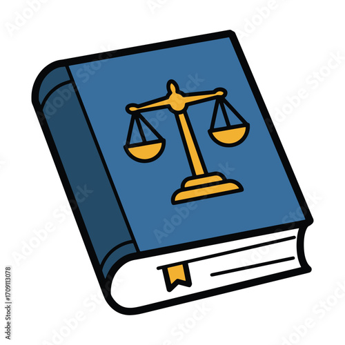 A Blue Book with a Golden Scale of Justice Symbol on the Cover, Representing Law and Legal Principles