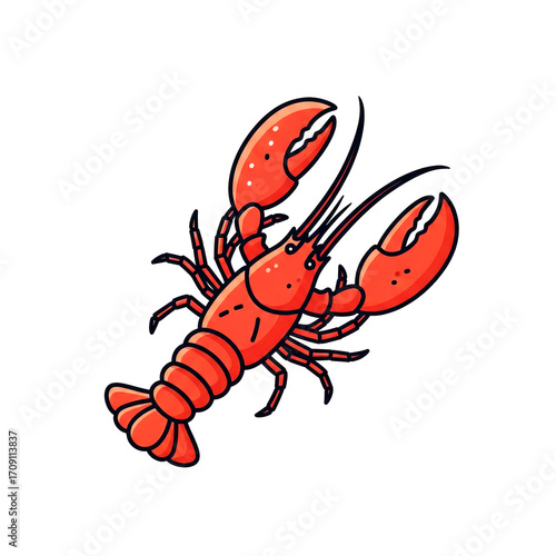 vibrant red lobster illustration nautical seafood delight, ocean life cartoon, isolated on transparent background