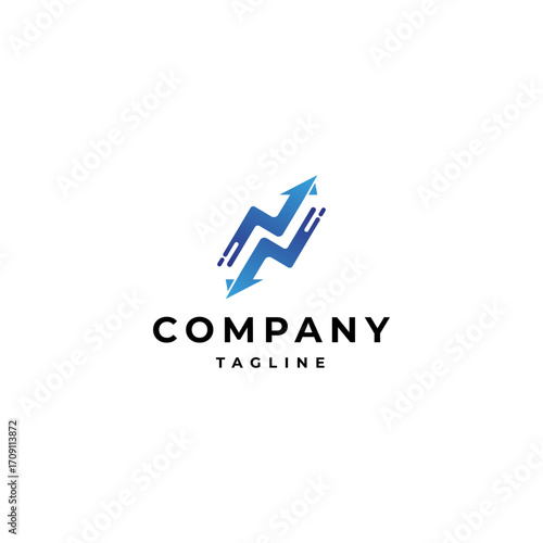 Up arrow logo with a fast effect in a flat design style