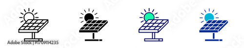Solar Panel  Icon Set Multiple Style Collection
