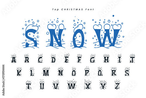Christmas gingerbread font x mas typeface alphabet set and Santa hat