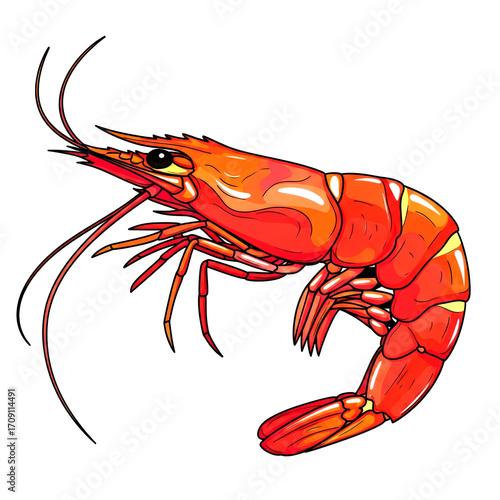 vibrant red shrimp a culinary delight, oceans jewel, isolated on transparent background