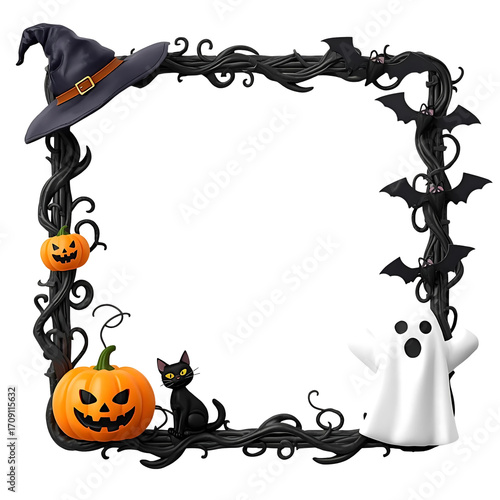 halloween frame with pumpkin