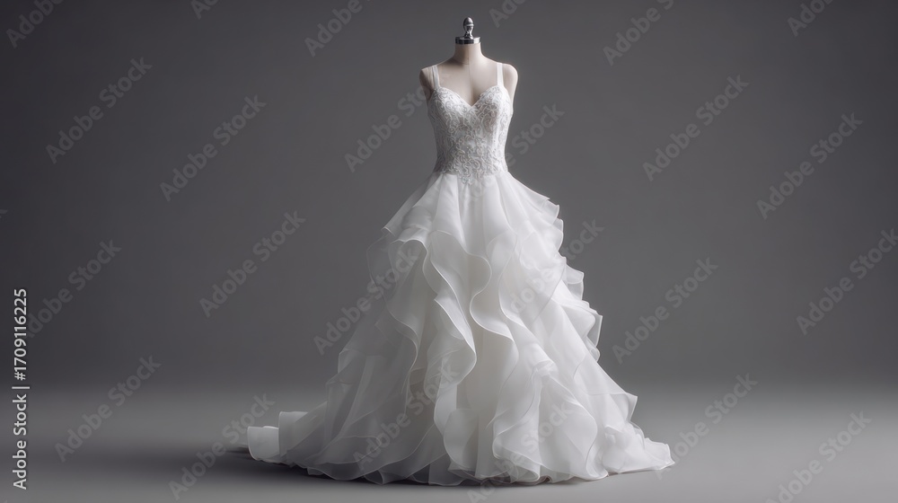 Naklejka premium Elegant wedding dress showcase