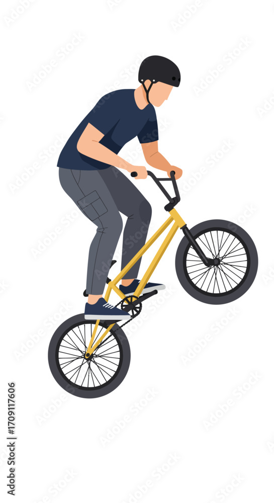 Naklejka premium Young Man Performing a BMX Bike Trick in the Air.