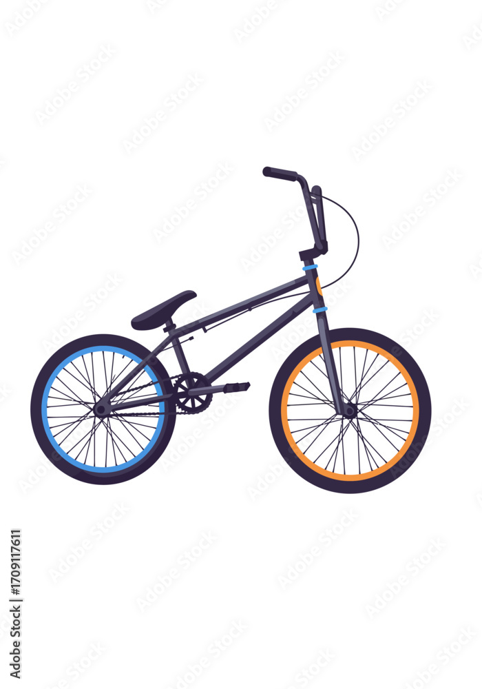 Fototapeta premium Stylized BMX Bike with Blue and Orange Accents Black Frame.