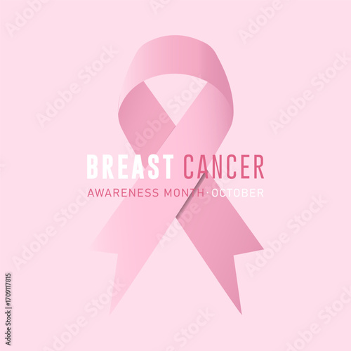 Breast cancer awareness month banner with pink ribbon element