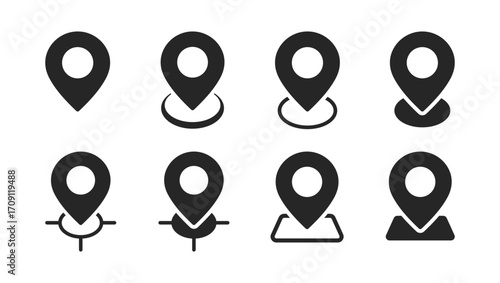 Location map pin icon set in flat style. Place marker vector signs. Location pin icon. Map pin illustrations