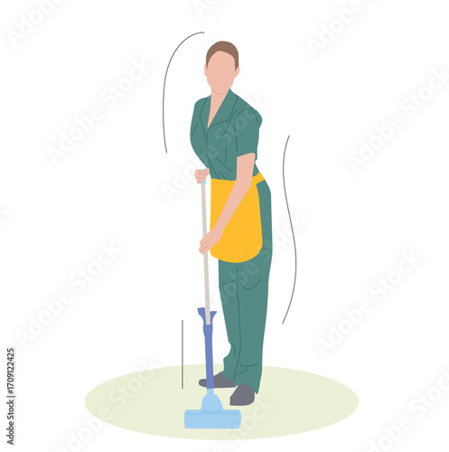 woman mopping the floor. Woman Mopping Floor with Bucket