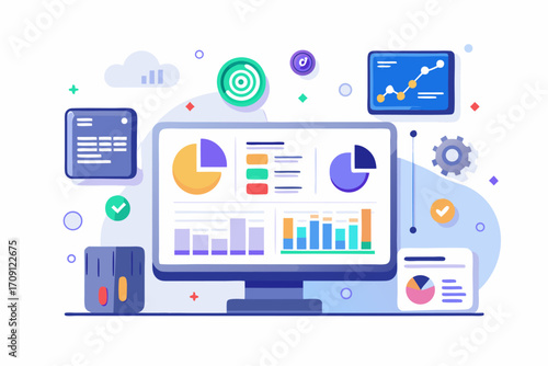 Modern digital workspace showing artificial intelligence technology with holographic data analytics and virtual dashboards. A professional working on a laptop surrounded by futuristic AI visualization