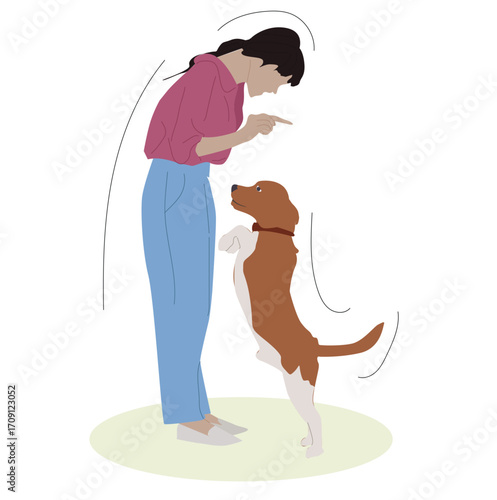woman playing with her dog