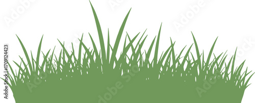 Simple Flat Grass Patch Element Isolated on White Background