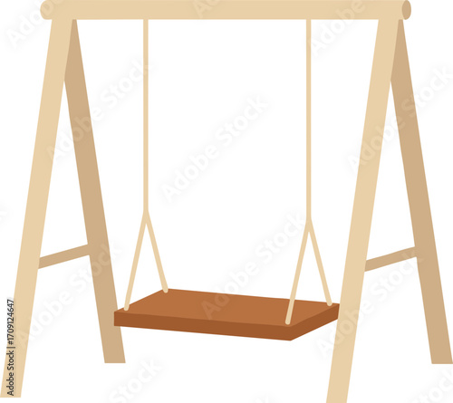 Simple Flat Wooden Outdoor Swing Set with Rope for Backyard Play